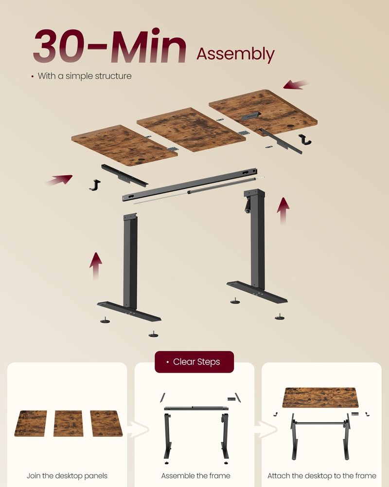 Standing Desk – Electric Height Adjustable – Memory Presets & Hooks