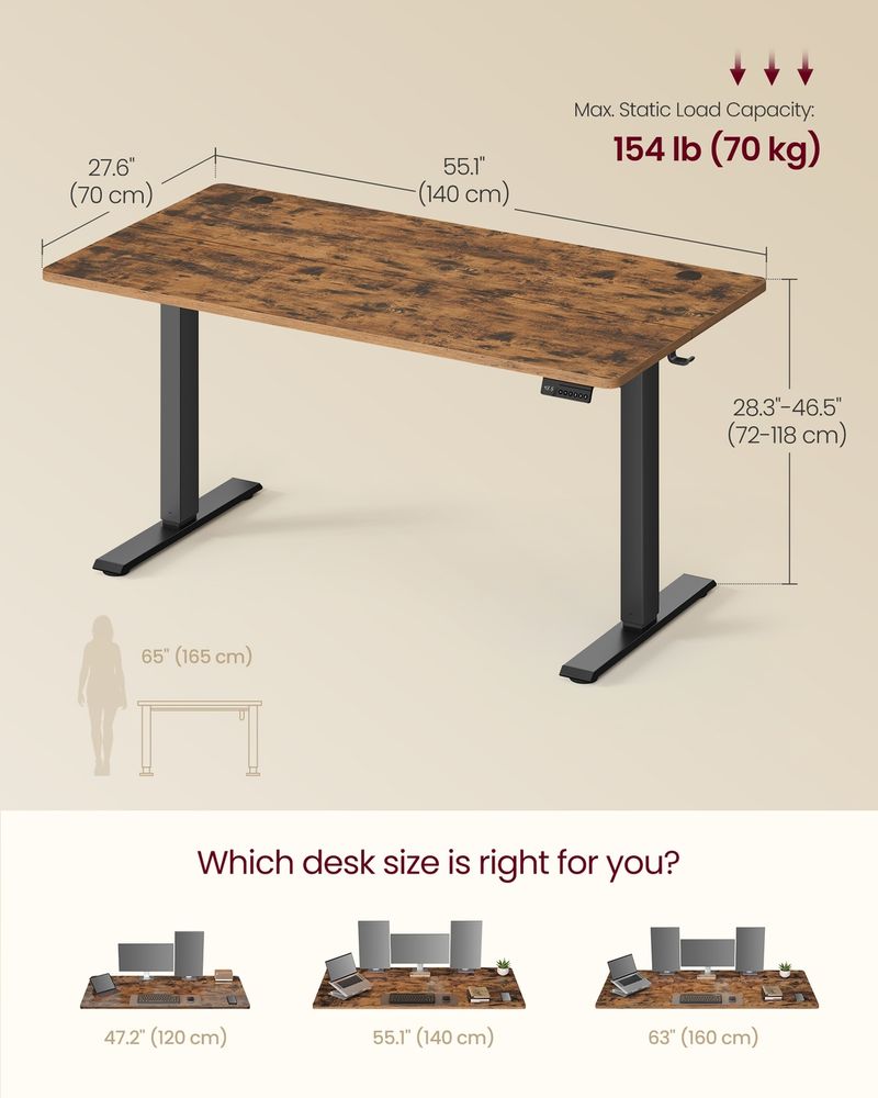 Standing Desk – Electric Height Adjustable – Memory Presets & Hooks