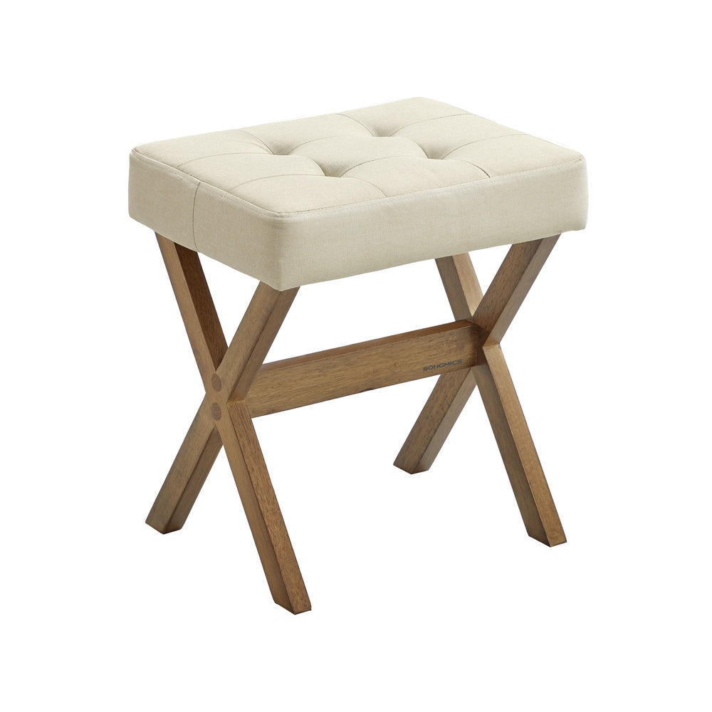 Makeup Stool – Padded Seat & Foot Rest – Vanity Seating Stool