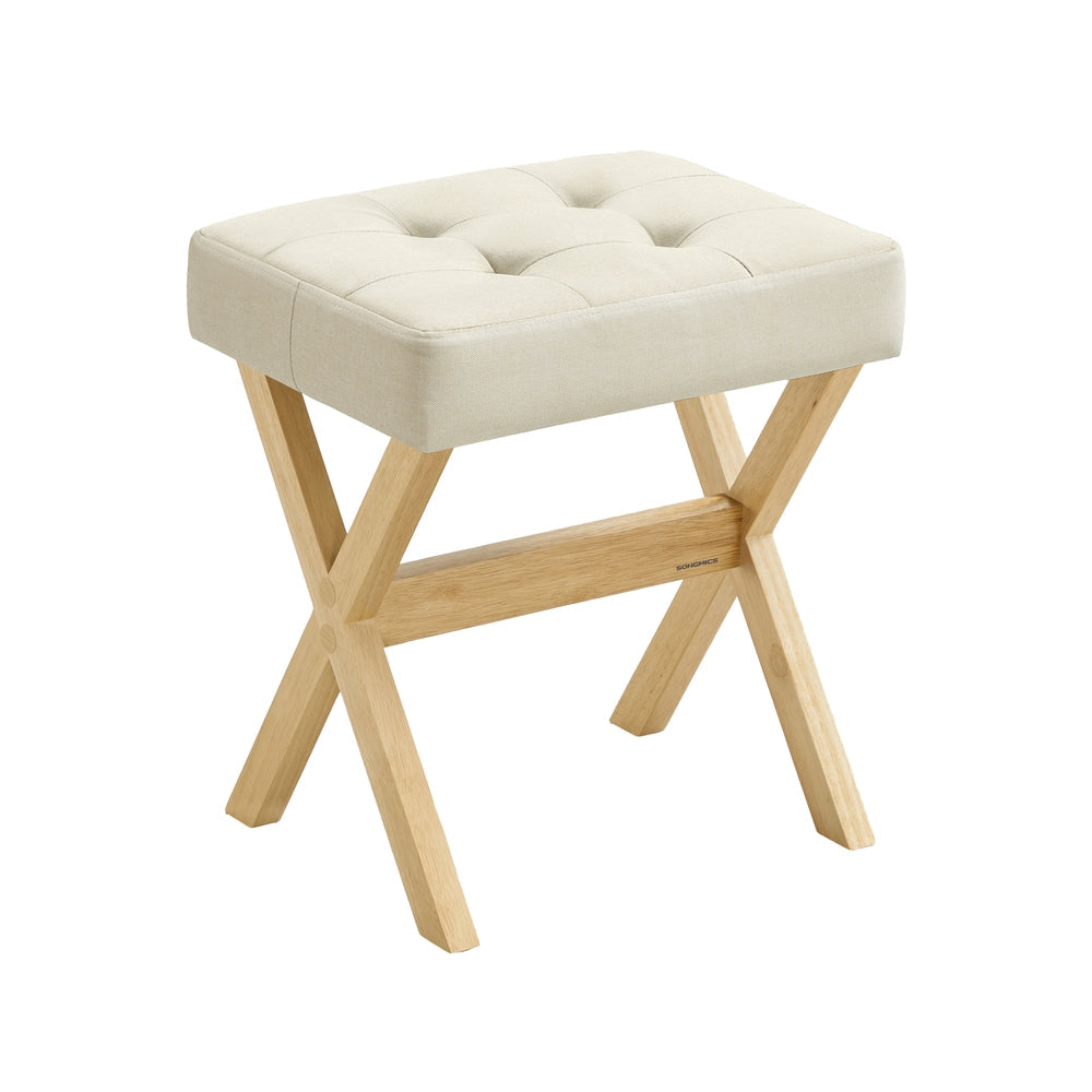Makeup Stool – Padded Seat & Foot Rest – Vanity Seating Stool