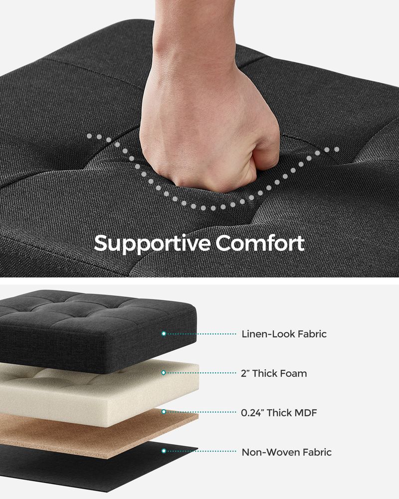Small Storage Ottoman Footrest - With Legs - Folding Design
