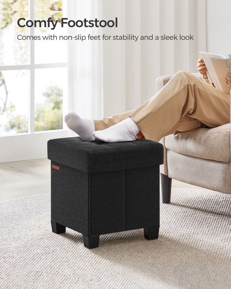 Small Storage Ottoman Footrest - With Legs - Folding Design
