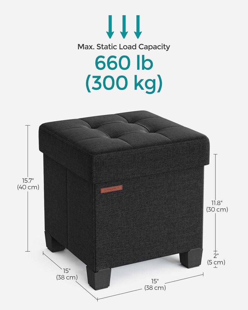 Small Storage Ottoman Footrest - With Legs - Folding Design