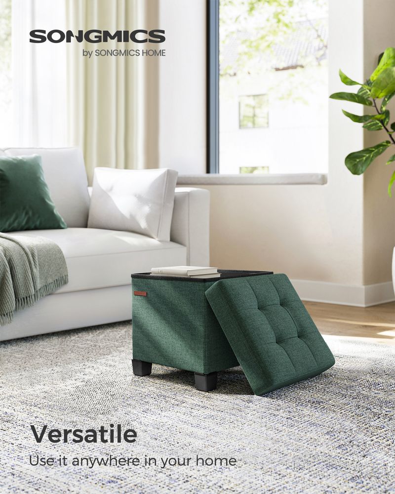 Small Storage Ottoman Footrest - With Legs - Folding Design