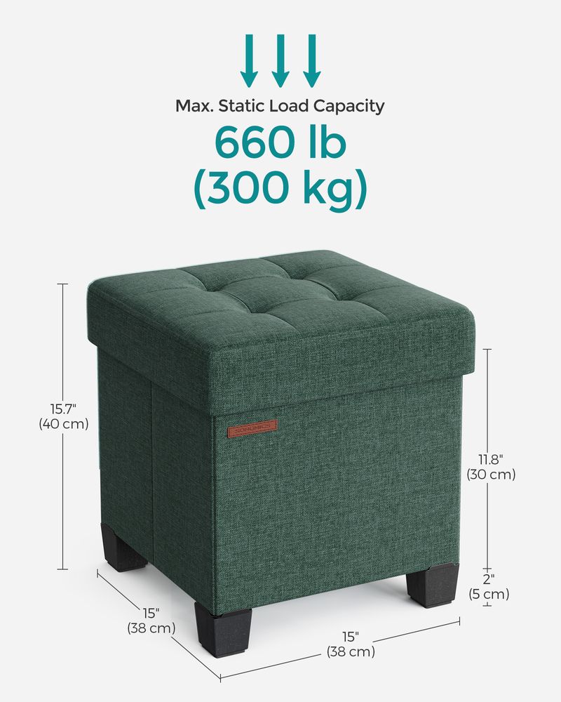Small Storage Ottoman Footrest - With Legs - Folding Design