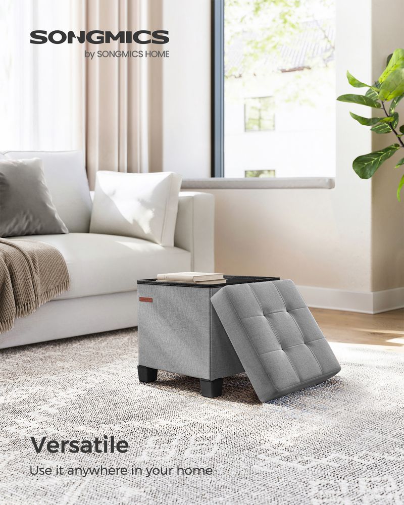 Small Storage Ottoman Footrest - With Legs - Folding Design