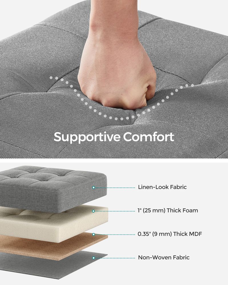 Small Storage Ottoman Footrest - With Legs - Folding Design