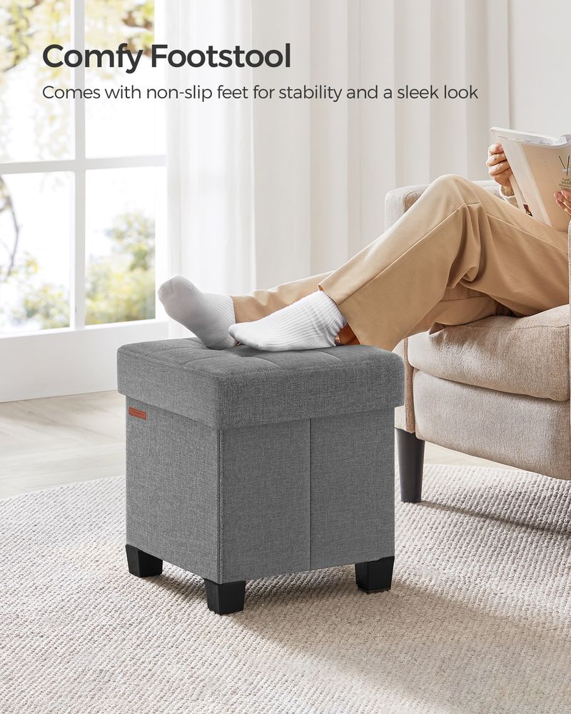 Small Storage Ottoman Footrest - With Legs - Folding Design