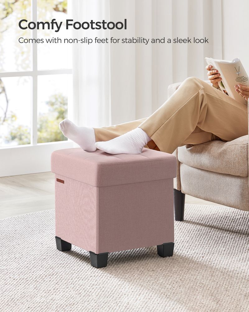Small Storage Ottoman Footrest - With Legs - Folding Design