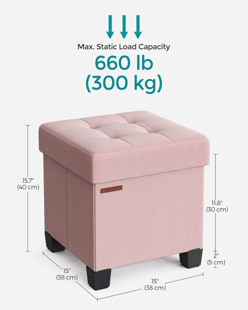 Small Storage Ottoman Footrest - With Legs - Folding Design