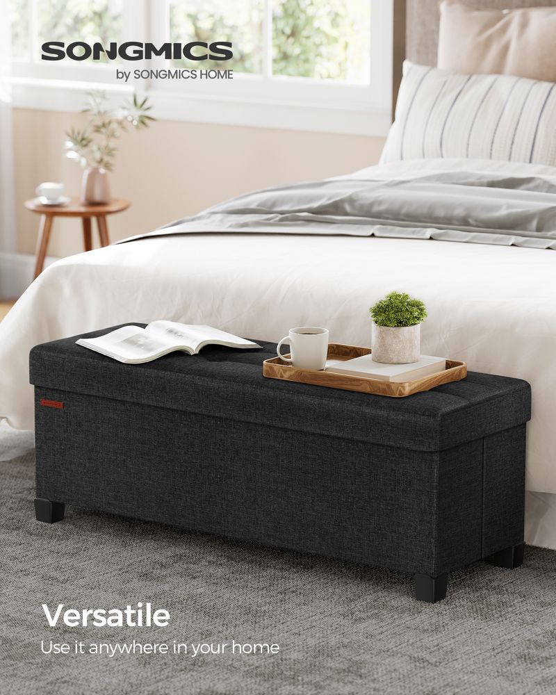 Storage Ottoman Bench - 43.3 Inch - Linen Look Seating