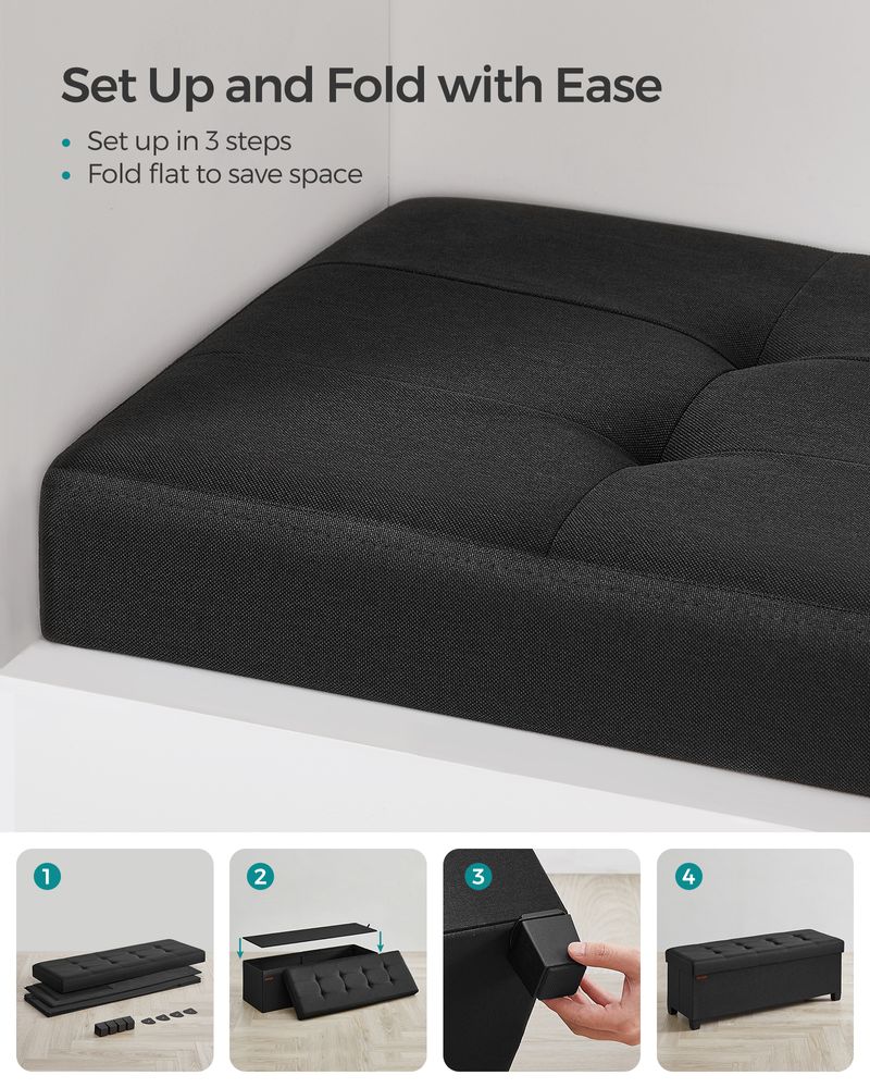 Storage Ottoman Bench - 43.3 Inch - Linen Look Seating