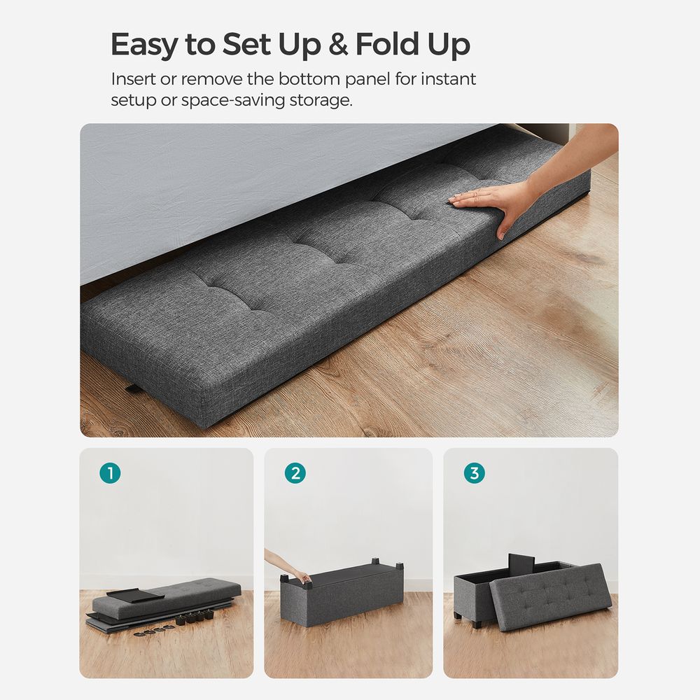 Storage Ottoman Bench - 43.3 Inch - Linen Look Seating