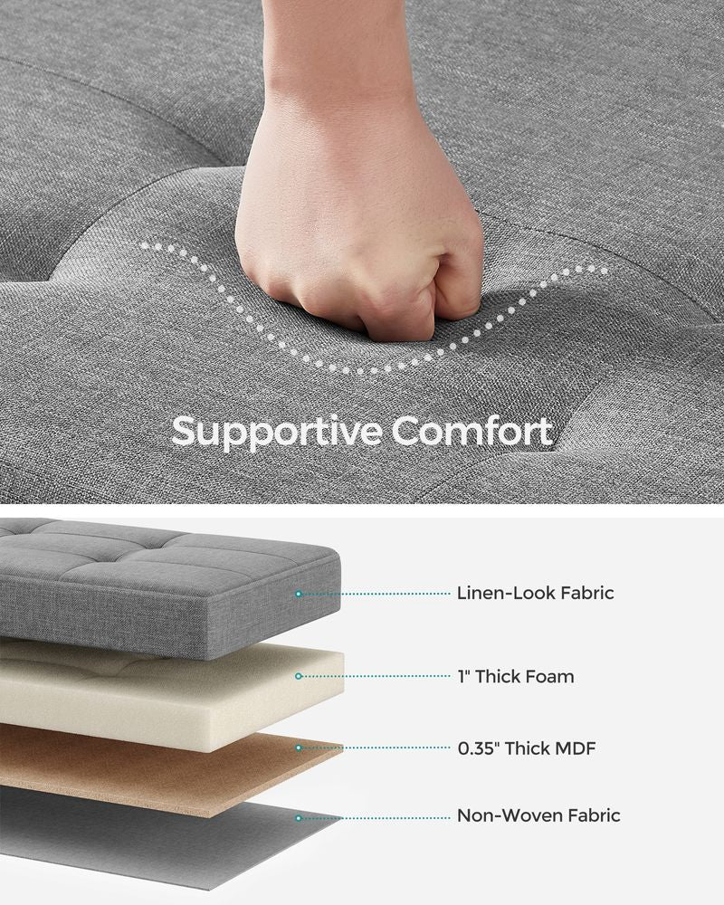 Storage Ottoman Bench - 43.3 Inch - Linen Look Seating