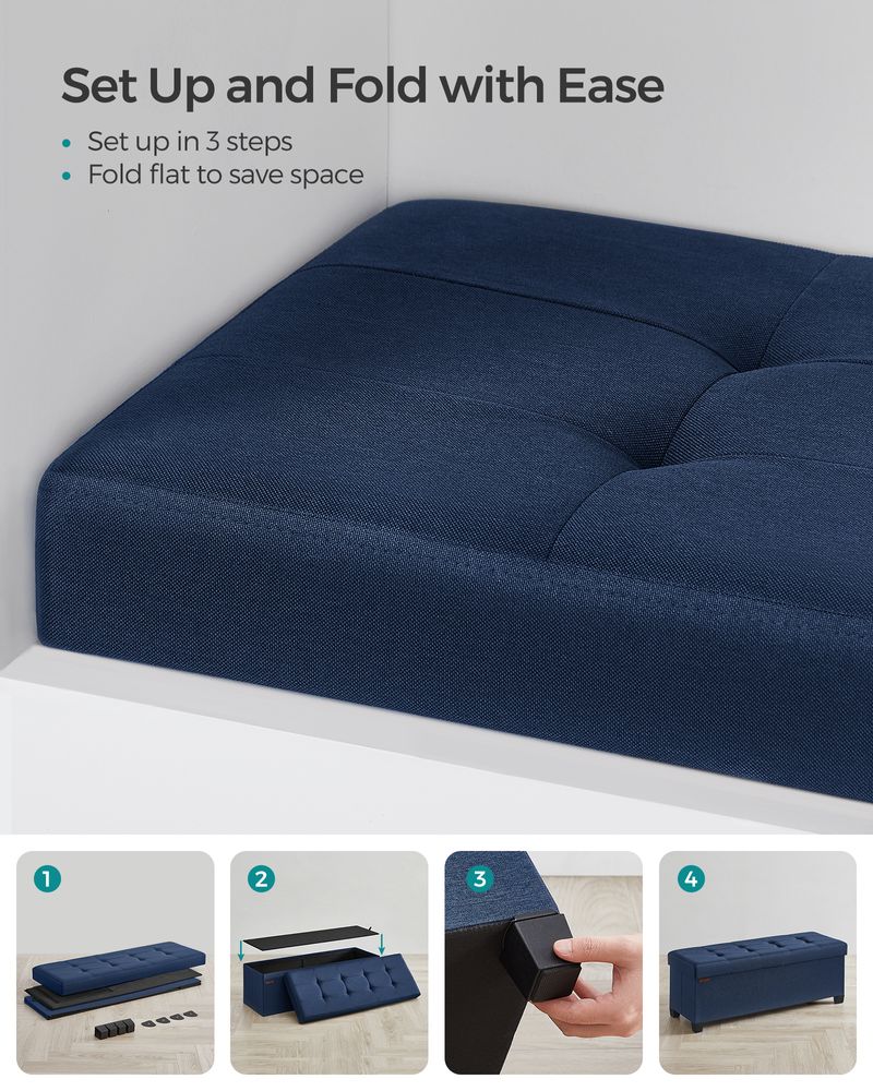 Storage Ottoman Bench - 43.3 Inch - Linen Look Seating