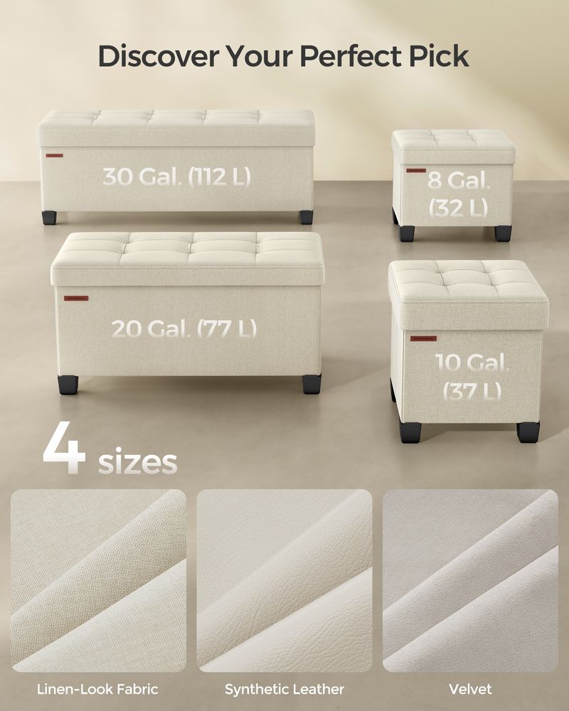 Storage Ottoman Bench - 43.3 Inch - Linen Look Seating