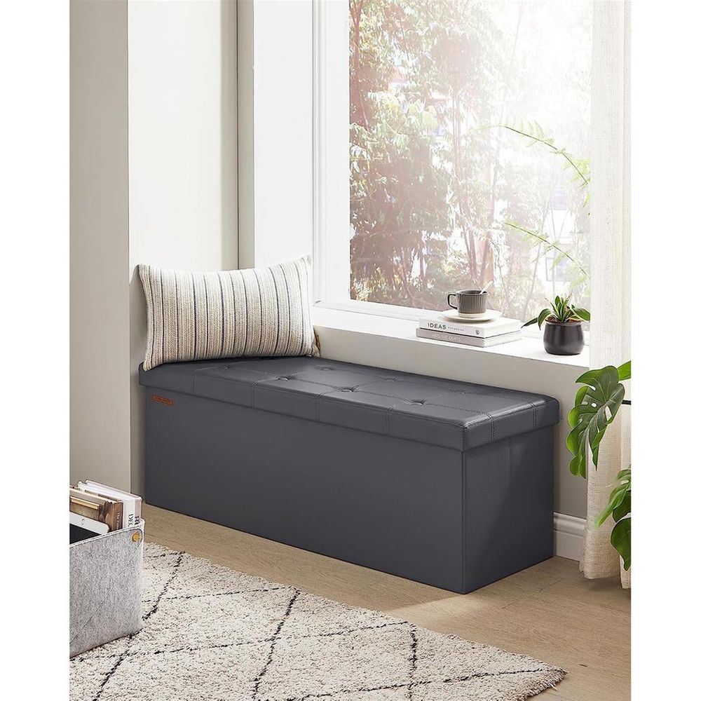 Storage Ottoman Bench - 30 & 43 Inch Folding - Padded Seating