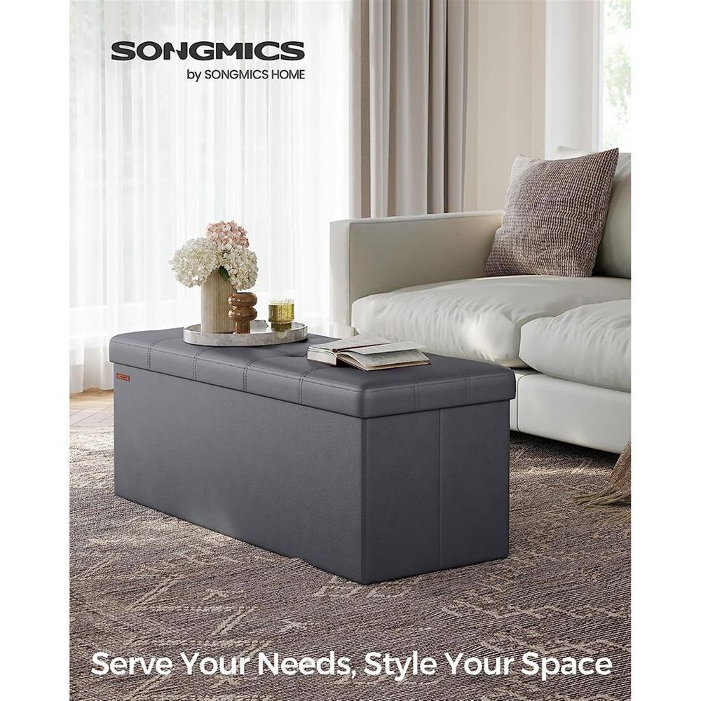 Storage Ottoman Bench - 30 & 43 Inch Folding - Padded Seating