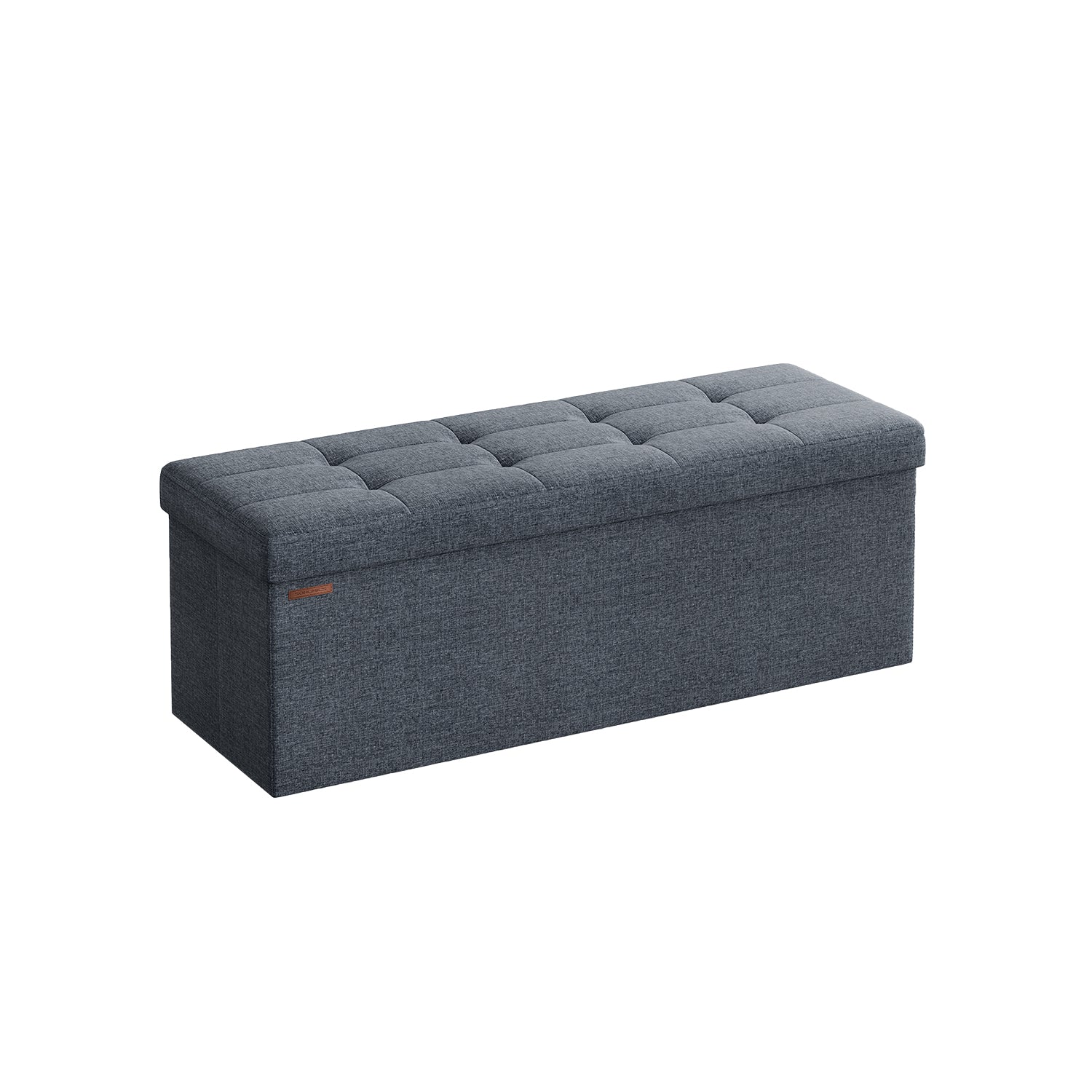 Folding Storage Ottoman Bench – Linen Fabric – 43 Inch Seating Box