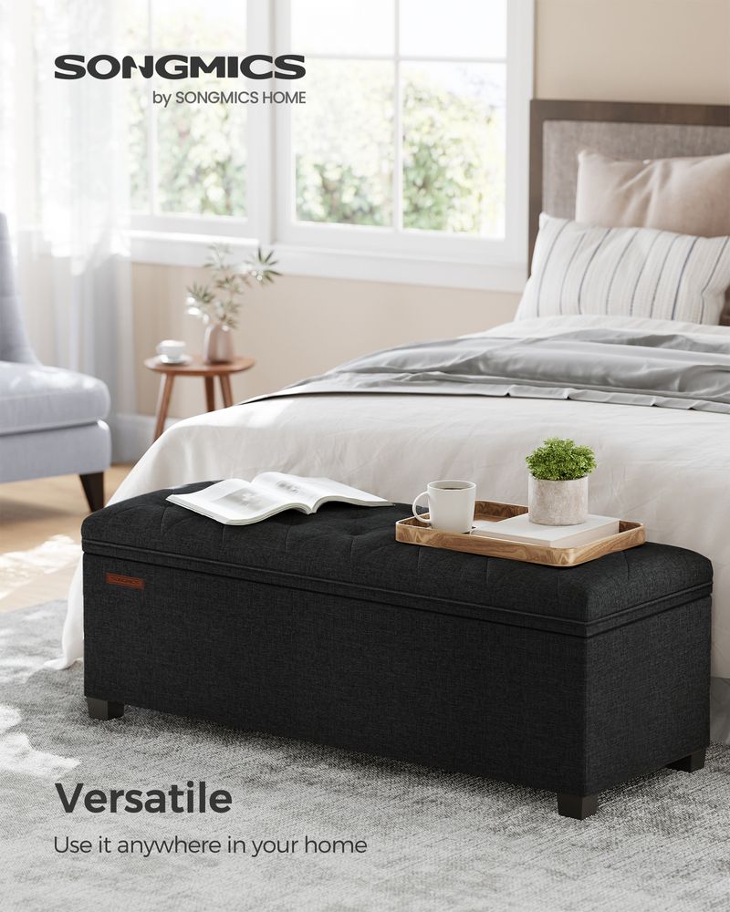 Storage Ottoman Bench With Legs - 660 lb Load - Large Capacity