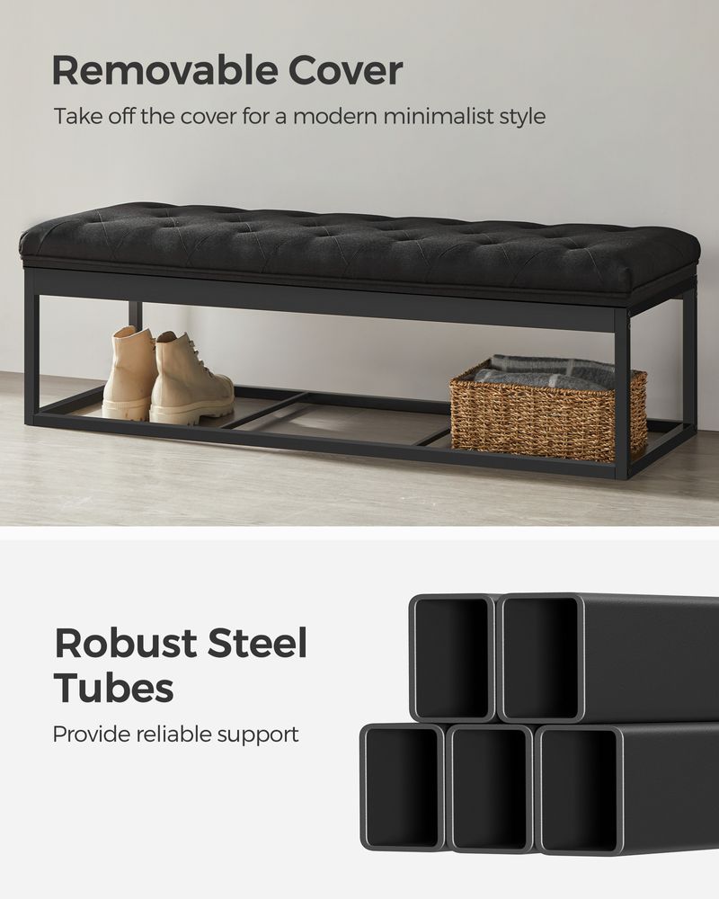 Storage Ottoman Bench With Legs - 660 lb Load - Large Capacity