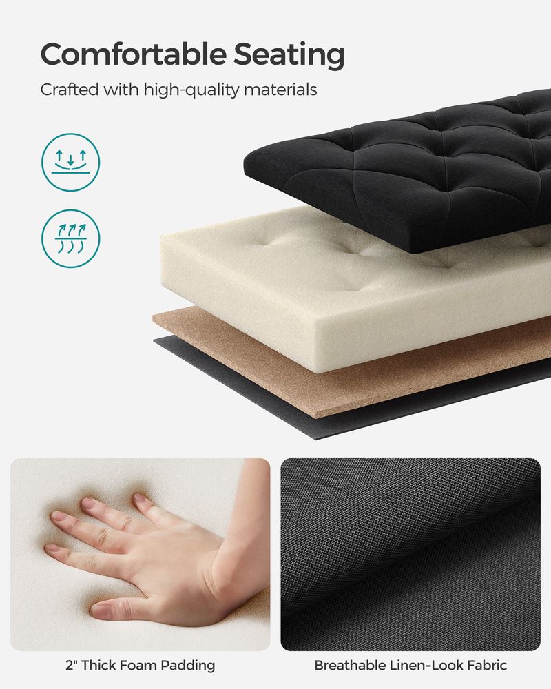 Storage Ottoman Bench With Legs - Large Capacity - 660 lb Load