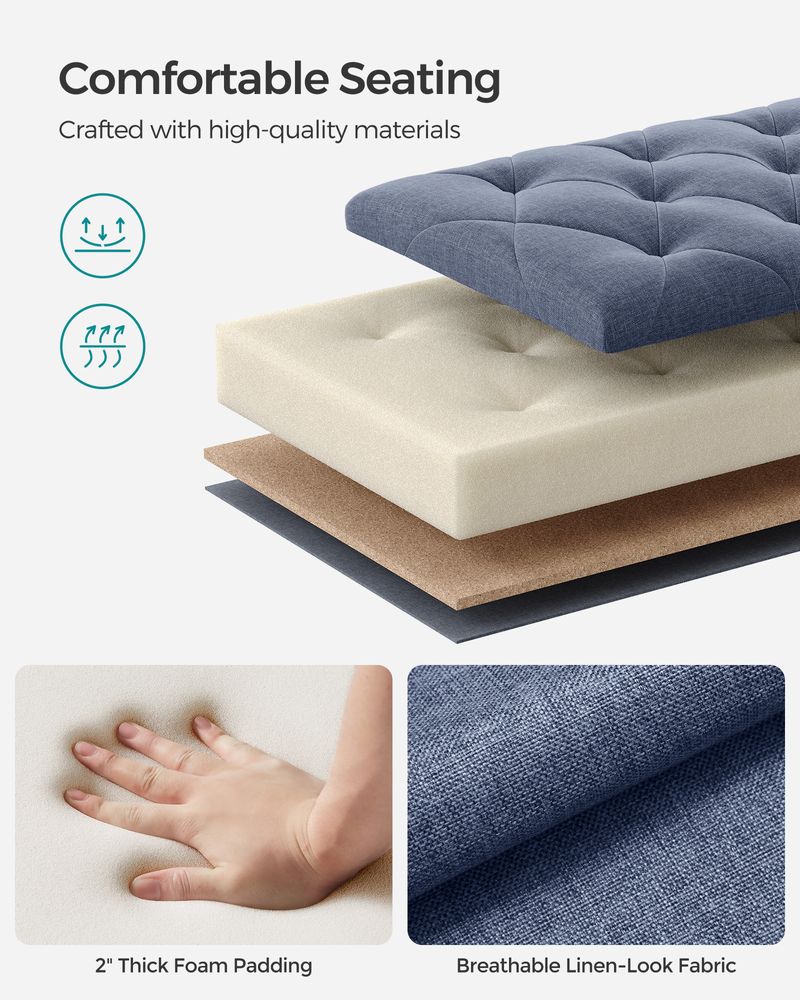 Storage Ottoman Bench With Legs - Large Capacity - 660 lb Load