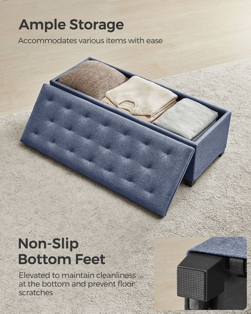 Storage Ottoman Bench With Legs - Large Capacity - 660 lb Load