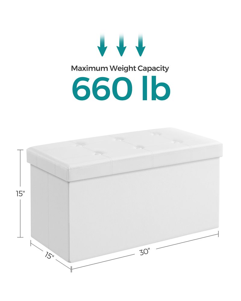 Storage Ottoman Bench - 30 & 43 Inch Folding - Padded Seating