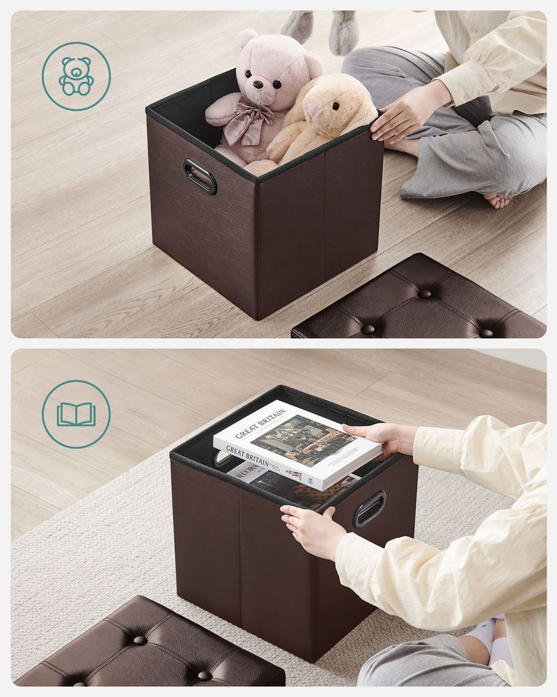 Storage Ottoman - 15 Inch Folding - With Storage And Seating