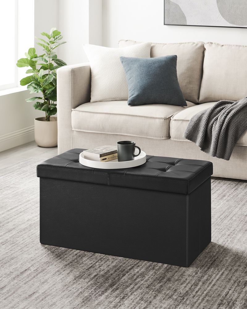 Storage Ottoman Bench - 30 Inch Folding - Flip Top Lid