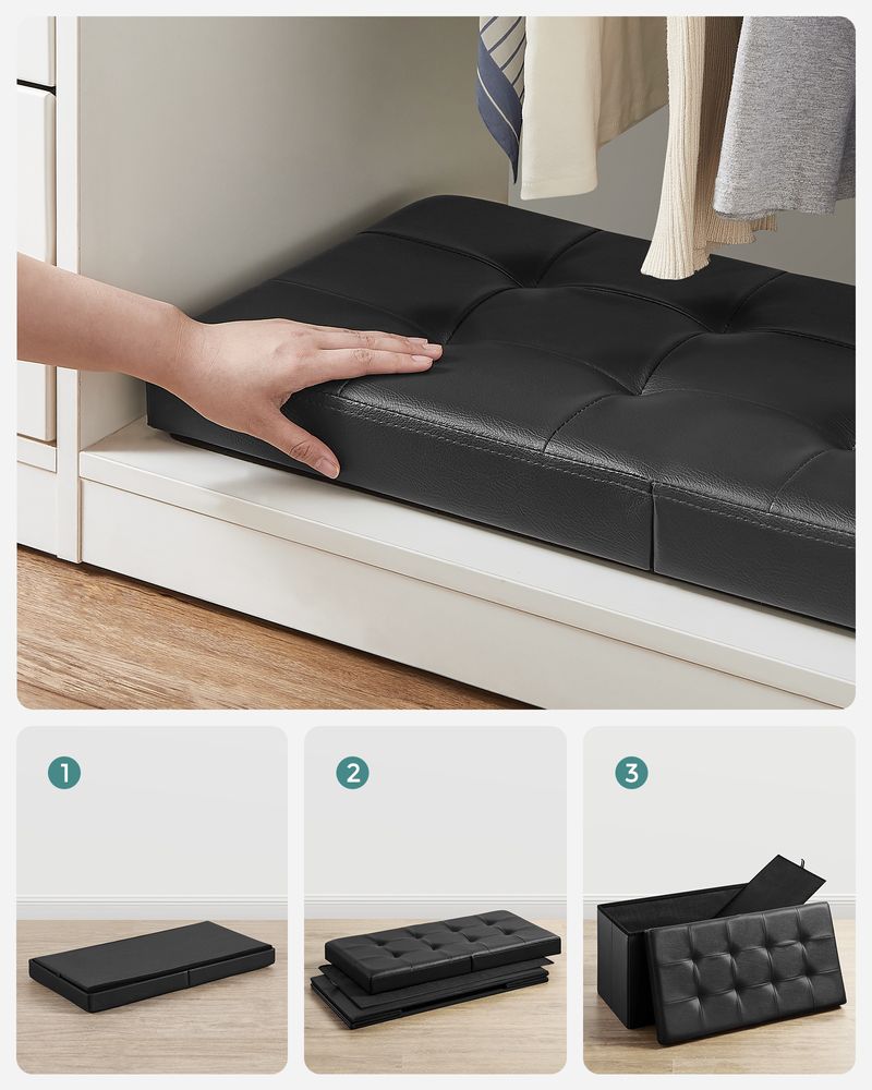 Storage Ottoman Bench - 30 Inch Folding - Flip Top Lid