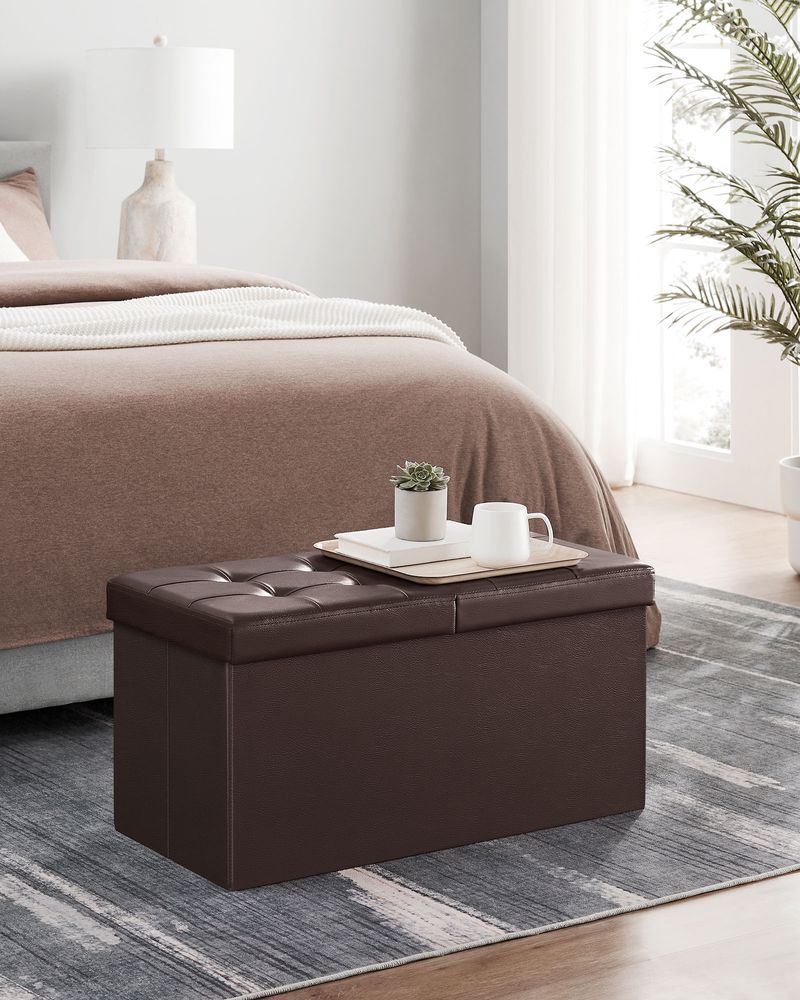 Storage Ottoman Bench - 30 Inch Folding - Flip Top Lid