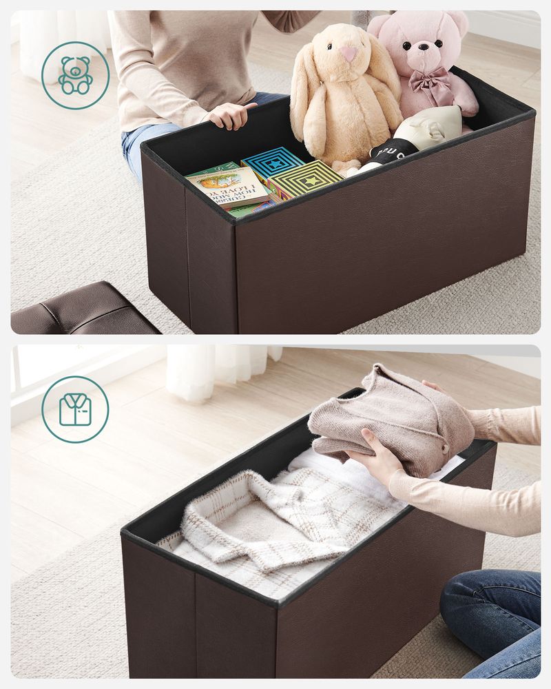 Storage Ottoman Bench - 30 Inch Folding - Flip Top Lid