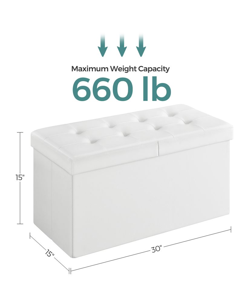 Storage Ottoman Bench - 30 Inch Folding - Flip Top Lid