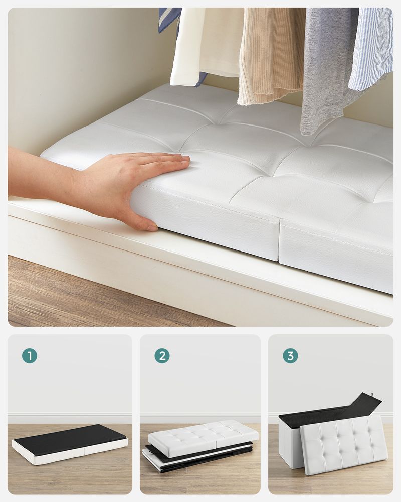 Storage Ottoman Bench - 30 Inch Folding - Flip Top Lid