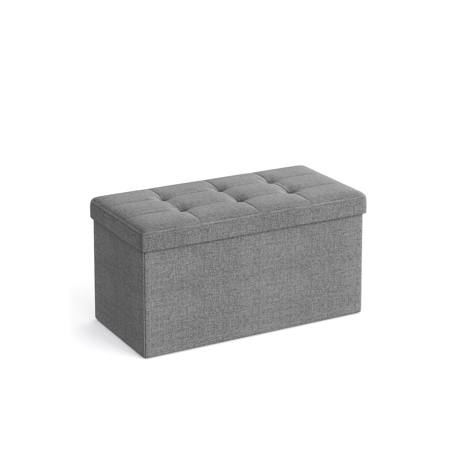 Storage Ottoman Bench - 30 Inch Folding - Linen Upholstered Storage