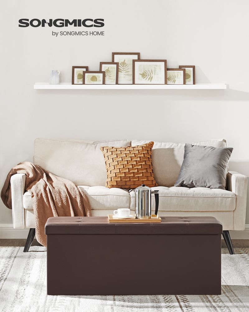 Storage Ottoman Bench - 30 & 43 Inch Folding - Padded Seating