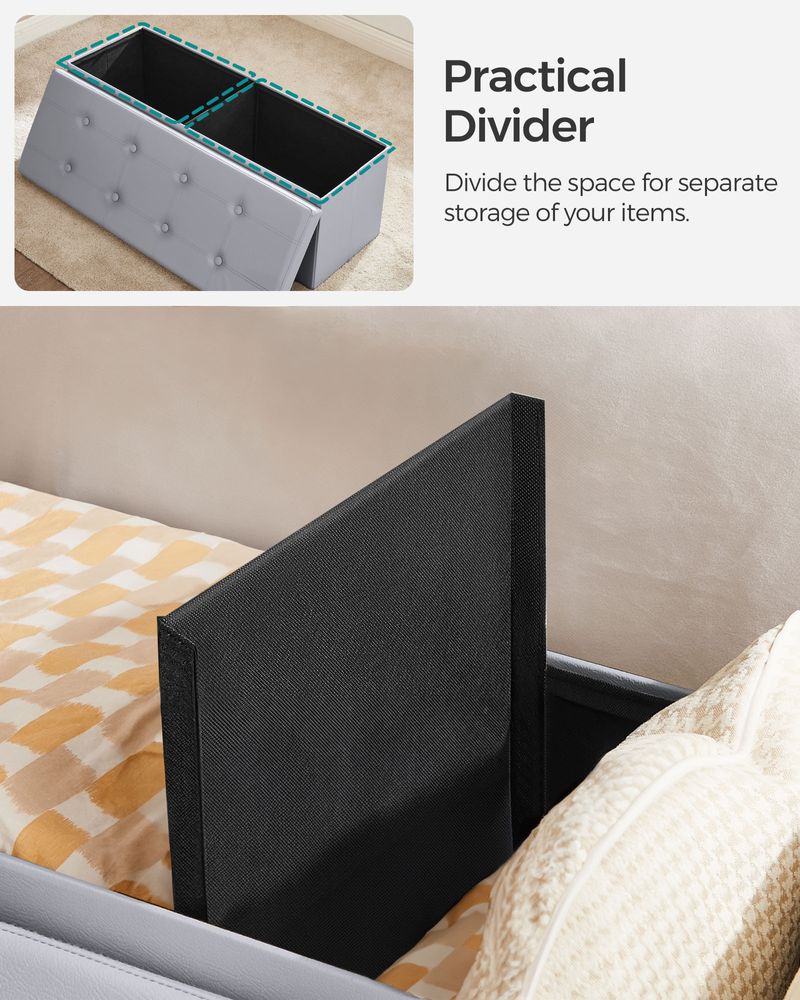 Storage Ottoman Bench - 30 & 43 Inch Folding - Padded Seating