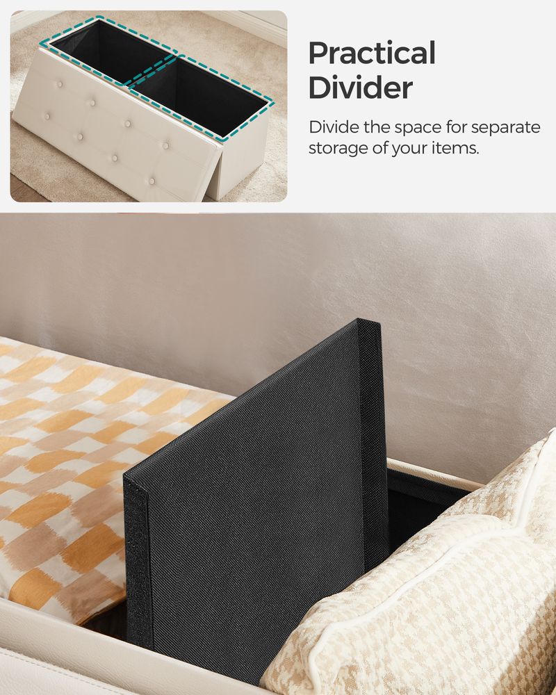 Storage Ottoman Bench - 30 & 43 Inch Folding - Padded Seating