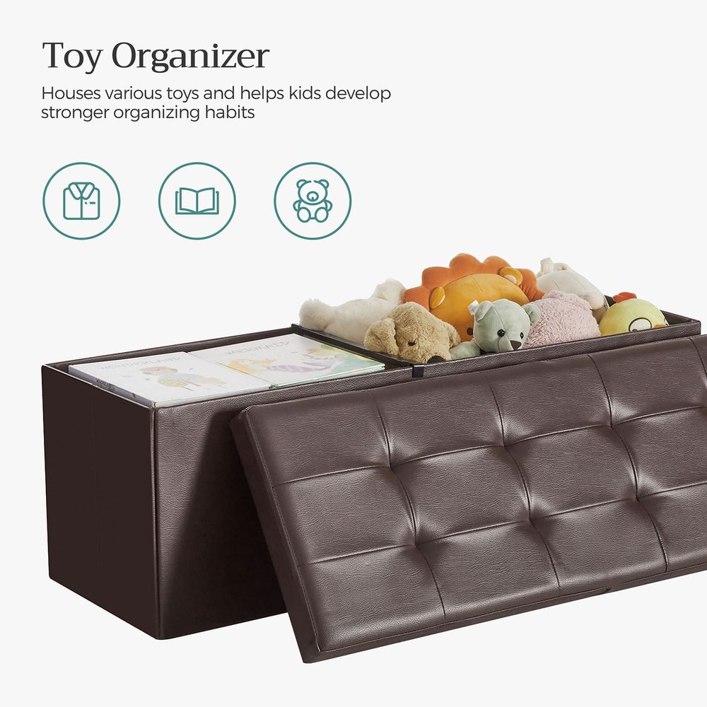 Storage Ottoman Bench - 30 Inch Folding - Flip Top Lid