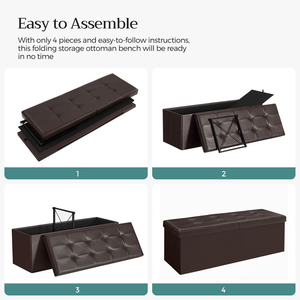 Storage Ottoman Bench - 30 Inch Folding - Flip Top Lid