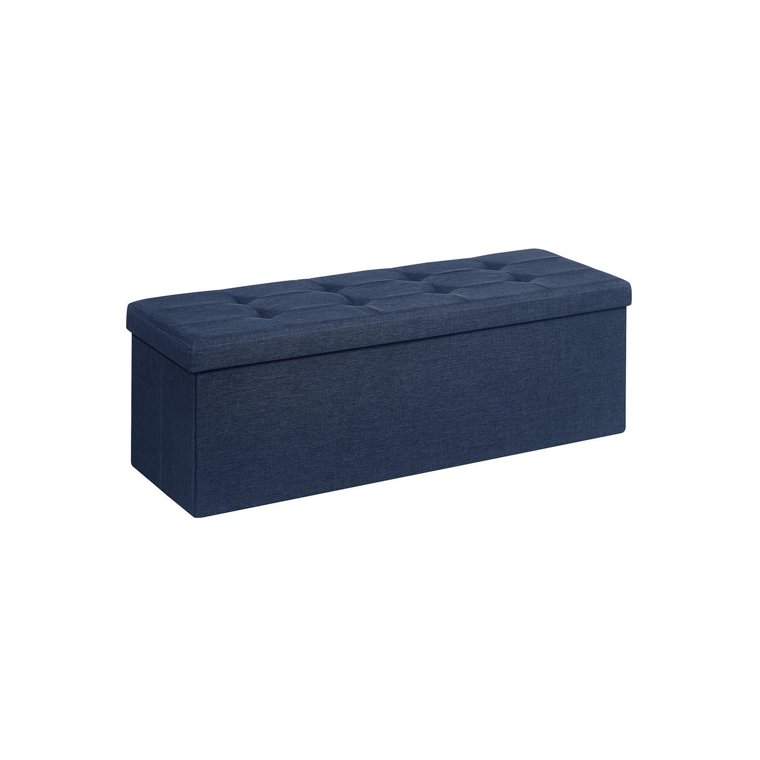 Folding Storage Ottoman Bench – Linen Fabric – 43 Inch Seating Box