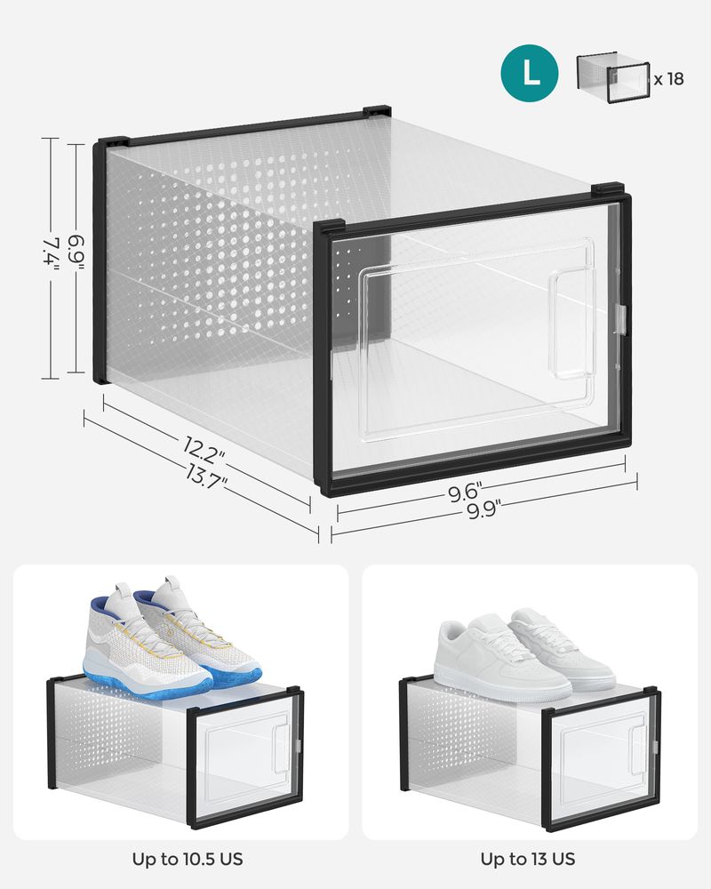 Shoe Storage Boxes - Pack Of 12–18 - Fits US Size 11–13
