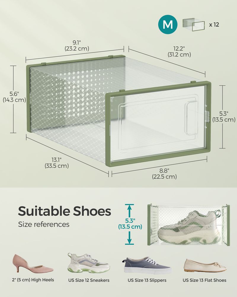 Shoe Storage Boxes - Pack Of 12–18 - Fits US Size 11–13