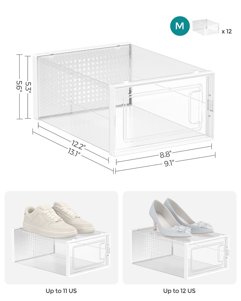 Shoe Storage Boxes - Pack Of 12–18 - Fits US Size 11–13