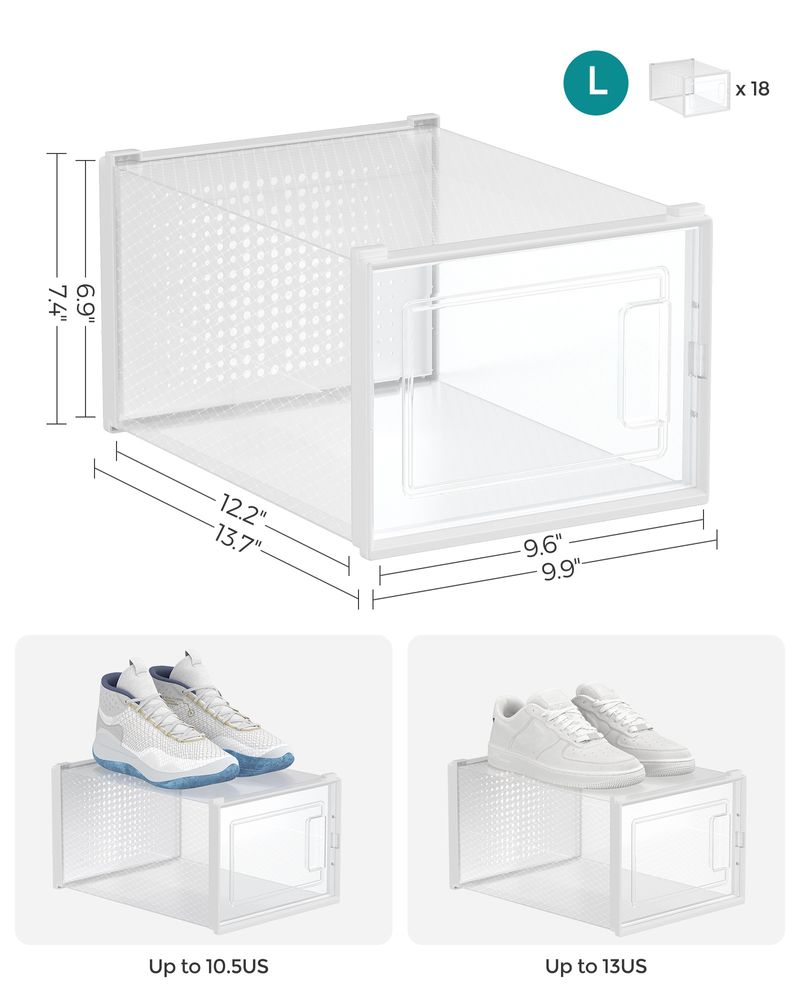 Shoe Storage Boxes - Pack Of 12–18 - Fits US Size 11–13