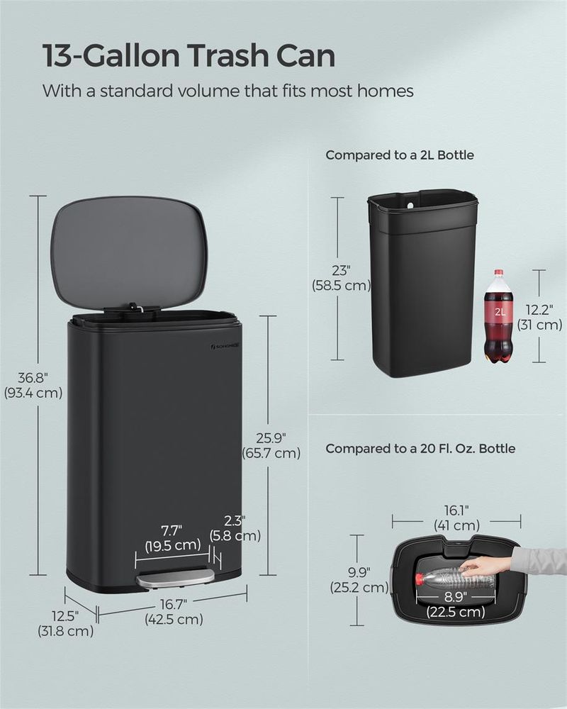 3 Gallon Step Trash Can – Soft Close Lid – Stainless Steel Kitchen Bin