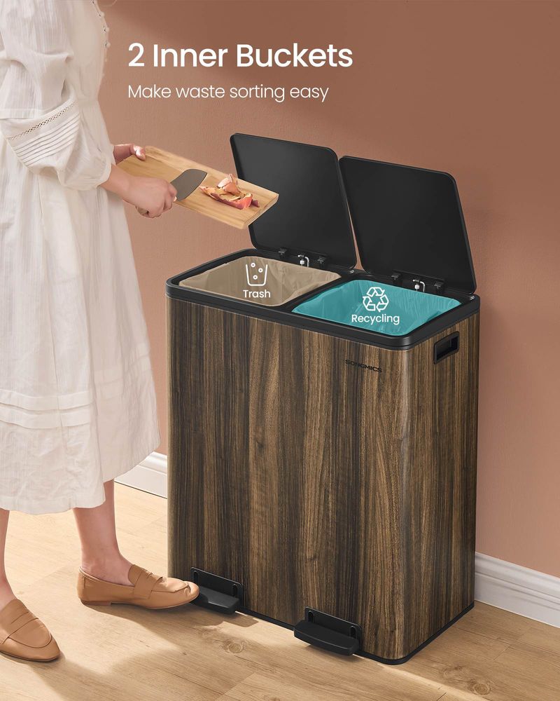 Trash Can - 2 x 8 Gallon - 2 Inner Buckets - Kitchen Use