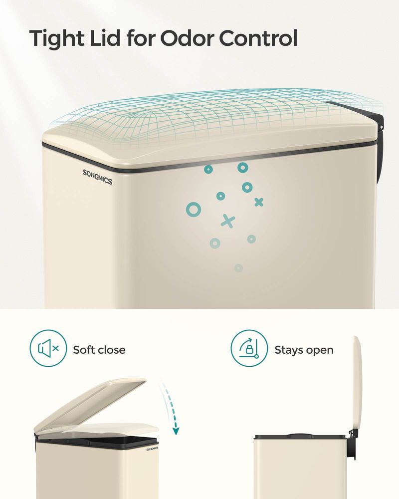 Garbage Can - 13 Gallon Slim - Soft Close Lid - Narrow Spaces